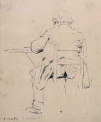 Sitzender Mann von hinten